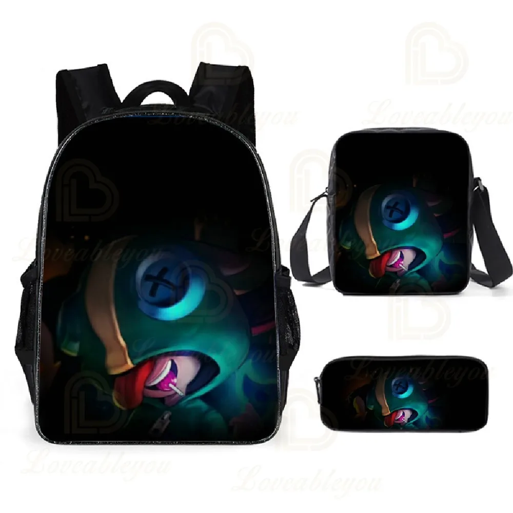

3 Pcs/set Canvas Backpack Children Stars Game School Backpacks Schoolbag Teenagers Poco Shelly Sandy Girls Student Book Bag Set