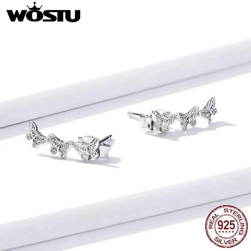 Серьги гвоздики с бабочками WOSTU Новое поступление серьги из стерлингового
