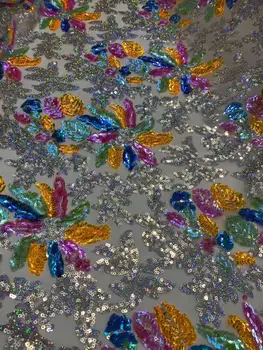 

Nigerian sequins lace SYJ-58687 french net Fabric latest African tulle Lace Fabric with sequins