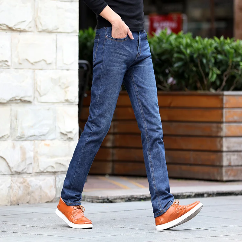 

Men's Jeans Slim Straight Pants Men's Mid Waist Trousers Men Plus Size Straight Jeans Male Distressed Denim Pants Biker Jeans