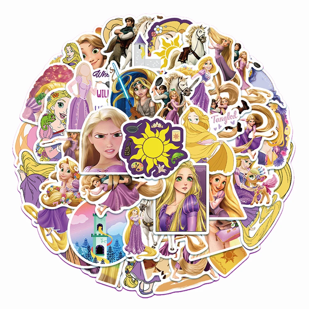 10/30/50pcs Disney Tangled Rapunzel Stickers Aesthetic Decorative Phone Case Travel Case Laptop Cute Kid Toy Waterproof Sticker