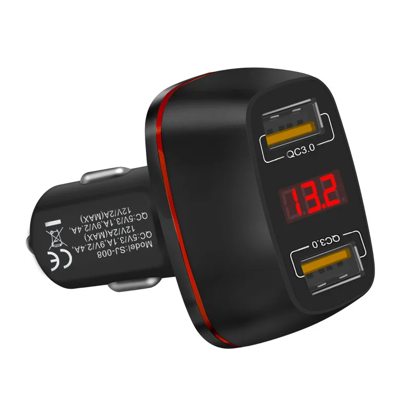 Автомобильное зарядное устройство двойной usb3 0 быстрая зарядка автомобильное зарядное устройство для мобильного телефона цифровой дисплей автомобиля зарядка двойной порт qc3.0 зарядка автомобиля