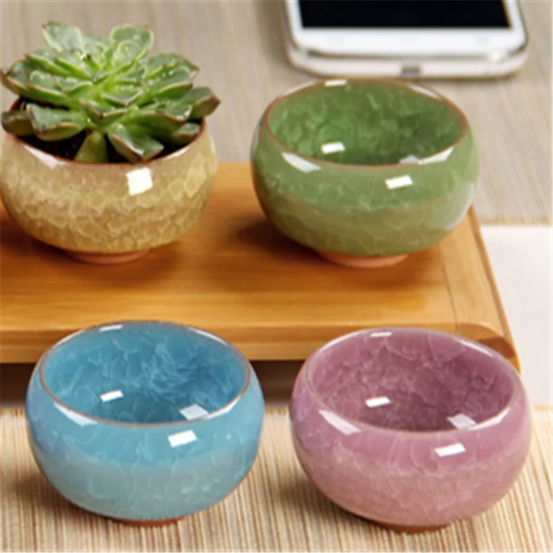 

1 pcs Cute Ice-Crack Glaze Flower Ceramic Succulent Plant Mini Pot Home Office Decor Planter Desktop Flower Pots New Arrive Hot