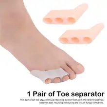 Белый 1 пара силиконовых гелевых пальцев ног с двумя отверстиями, разделитель пальцев, защита от вальгусной деформации большого пальца