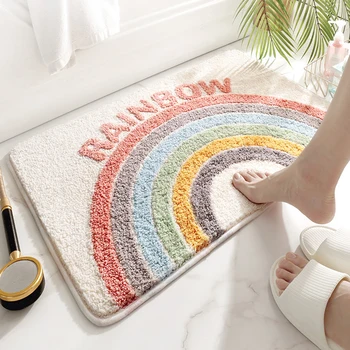 

Rainbow Carpet Area Rugs Funny Bathroom Bedroom Floor Mats Welcome Doormat Home Decoration Bathroom Rug