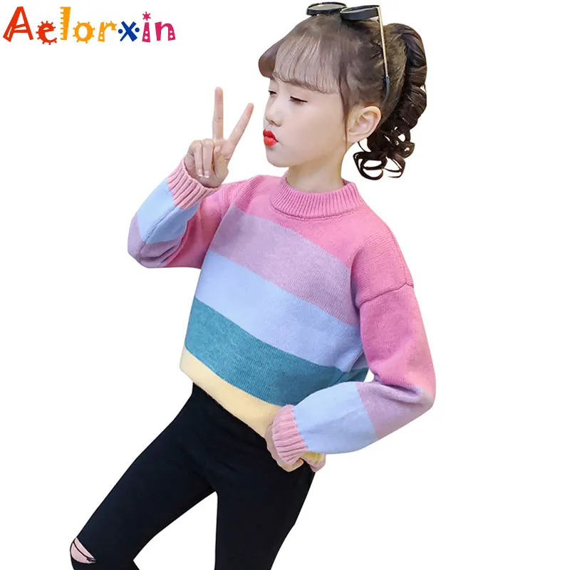 

2022 New Knitted Sweater Baby Girls Multicolour Sweaters Coat Kids Knitting Pullovers Tops Baby Girls Long Sleeve Sweaters