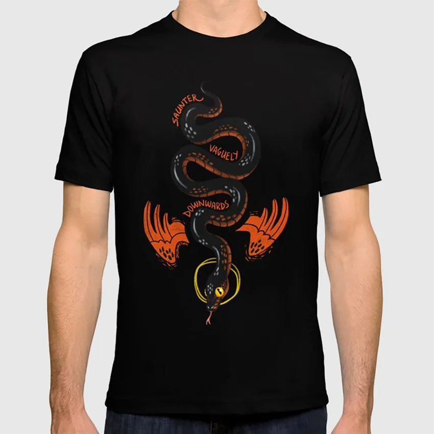 Футболка Good Omens-Saunter расплывчато вниз good omens crowley demon angel сверхъестественное