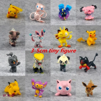 

Pikachu Tiny Figure Decor 3-5cm Psyduck Snubbull Jangmo-o Cosmog Marshadow Eevee Pancham Model Anime PVC Doll