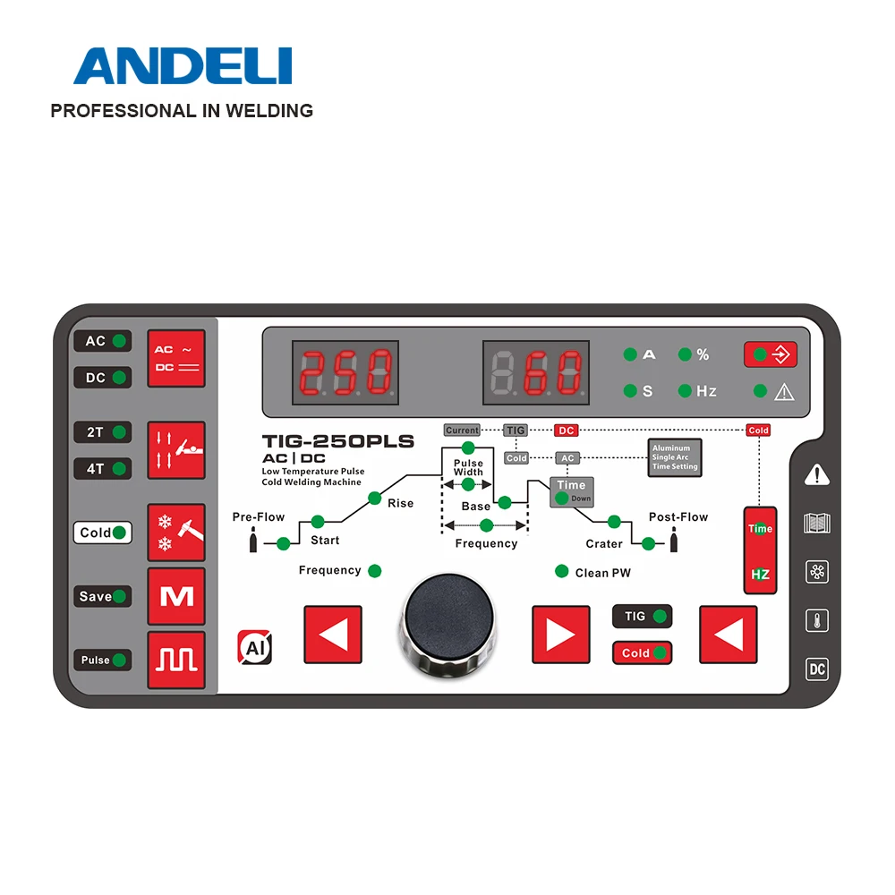 ANDELI Aluminum Welder AC/DC TIG welder, LED Screen MMA/LIFT TIG/HF TIG/  180AMP 220V Digital TIG welding machine (TIG-250 ACDC)