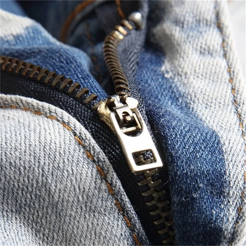 Splash-ink Brush Paint Jeans Rainbow Ripped Trim Soft Cotton Stretch Season Light Blue Cat Whisker Label High Street Fashion New