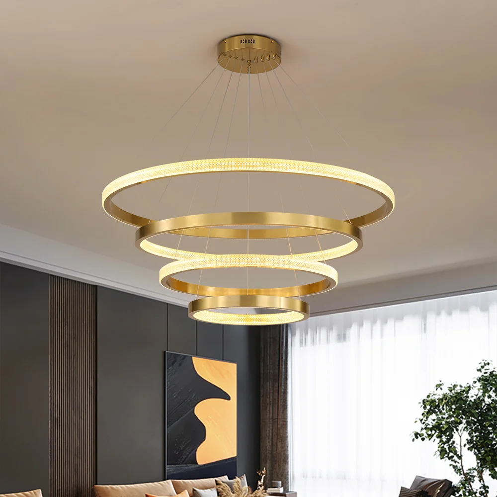 Modern Brief Design Chandelier for bedroom Gold Round Circle Led Chandeliers Living Room Projects Lights Ring Lamp