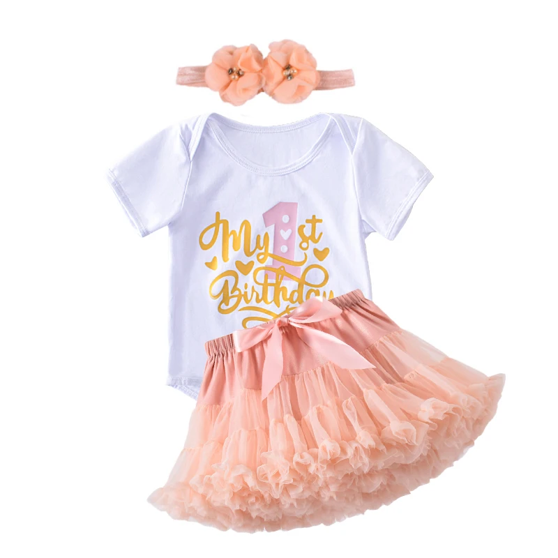 6-24M Baby Mädchen Tutu Kleidung Set Weiß Body Pettiskirt Geburtstag Outfits Infant 1st Party Mit Stirnband Anzug für Baby Mädchen