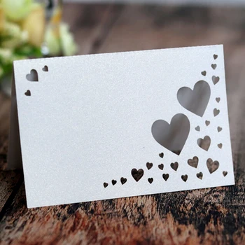 

50Pcs New Arrival Laser Hollow Small Love Heart Seat Cards Table Cards Creative Recycled Paper Cards For Party Or Wedding Decor