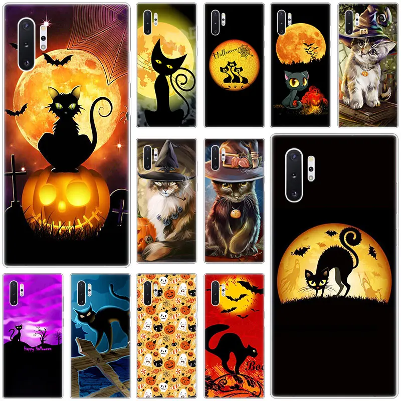 Halloween Cat Silicone Case for Samsung Galaxy S10E S10 5G S9 S8 S7 Edge Note 10 Plus 9 A9 A8 A7 A6 2018 A5 2017 TPU Cover | Мобильные