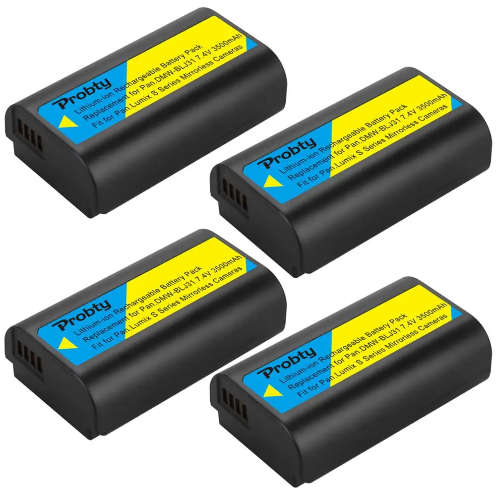 Probty 4Pcs 3500Mah Dmw-Blj31 Dmw Blj31 Lg Li-Ion Cells Batteria Per Panasonic Lumix S1, S1R ,S1H, Lumix S Series Mirrorless Cam