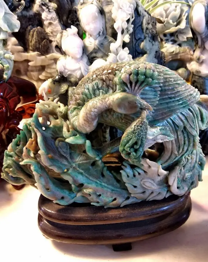 Природа жадеит павлин красочный нефрит Carven peafowl Statuary нефрит удача везучий