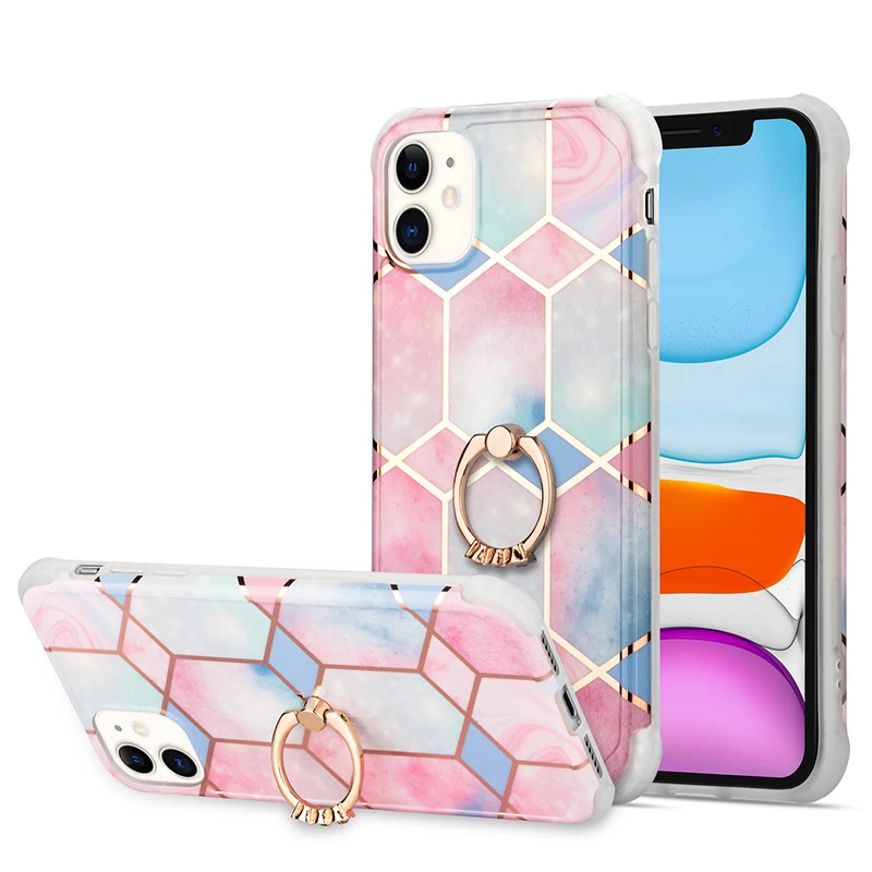 New Design Marble Phone Case With Stand Holder For iphone11 Pro Max 7 8 plus Case Silicon Back Cover