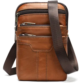 

Genuine Leather men's bag retro fashion casual wear belt small bag multi-function leather Shoulder Bag Crossbody Bags For Men