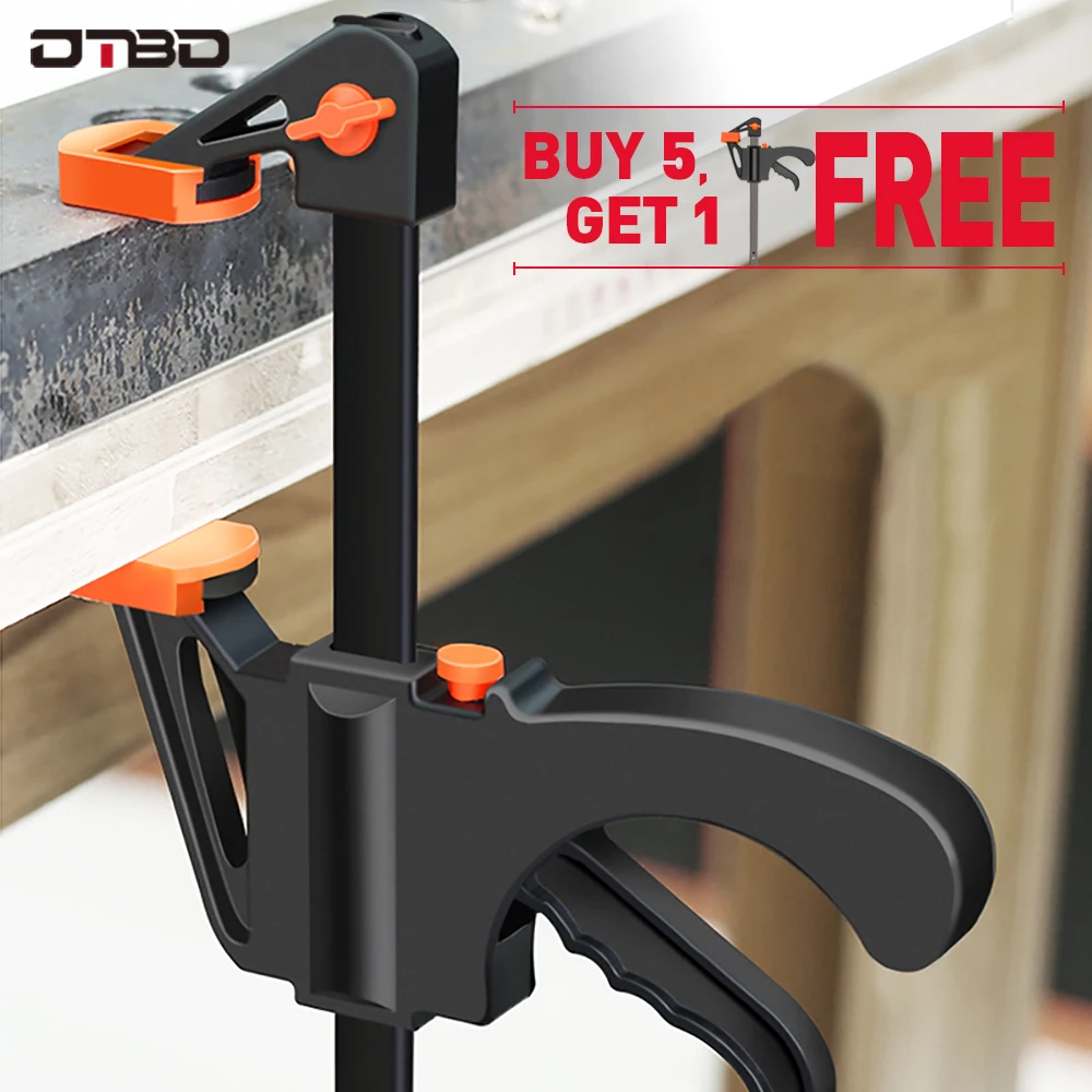 DTBD Spreader Work Bar Clamp F Clamp Gadget Tool DIY Hand Speed Squeeze Quick Ratchet Release Clip Kit 4 Inch Wood Working