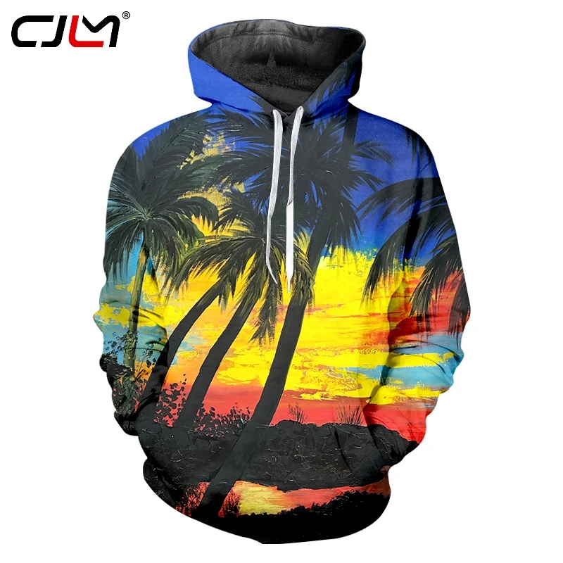 

CJLM Spring Fall Men/Women Hoodies Cool Print Coconut tree landscape 3D Hoodie Man Hiphop Streetwear Tracksuits Punk Hoody 6XL