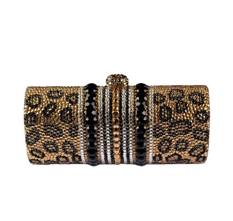 

Luxury Crystal Leopard Pattern Evening Bag Diamond Ladiesparty Purse Wedding Bag