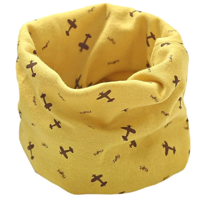 Осенний детский хлопковый шарф, детский шарф для девочек, для мальчиков шарфы с героями мультфильмов, детский весенний воротник с круглым вырезом, волшебный шейный платок - Цвет: plane yellow
