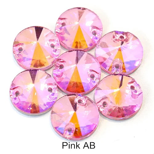 Pink AB Красочные стразы круглые пришивные стразы с плоской задней стороной круглый стакан Rivoli стразы Украшения для свадебного платья E7050 - Цвет: Pink AB