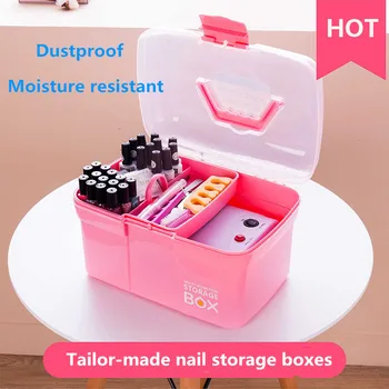 

1Pc Pink Big Capacity Nail Art Tool Storage Box Case Portable Nail Storage Case Organizer Box Tool for Art Tool Jewelry Gel Bits