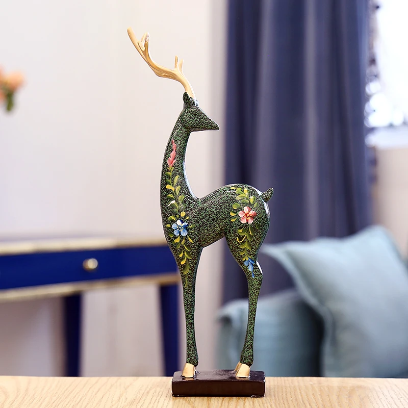 

European Resin Deer Accessories Home Livingroom Table Furnishing Crafts Office Hotel Desktop Figurines Decoration Ornaments Art