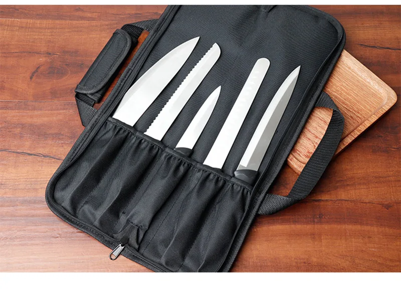 Professional Portable Travel Camping Chef Knife Bag Folding Roll Pocket Oxford Kitchen Knives Storage Carry Case Bag Organizer hanging knife rack