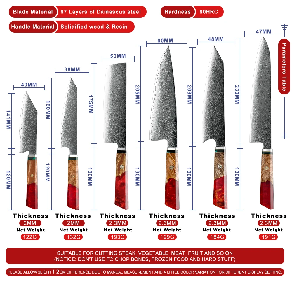 damasco japonês, faca chef, utilitário Nakiri, Kiritsuke facas, AUS-10, 1-2 pcs