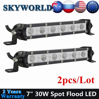 

SKYWORLD 2x 7inch 30W Super Slim LED Light Bar Spot Flood Beam Bumper Fog Driving Offroad Spotlights For 4x4WD UAZ Tractor Truck
