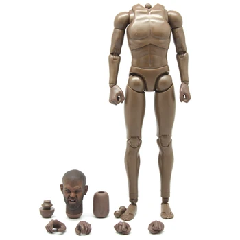 

1/6 Men Moveable Action Figure Body Soldier Model With Head Sculpt - Black Skin