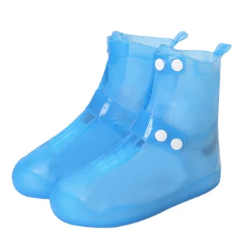 

1 Pair Waterproof Protector Shoes Cases Unisex Buckle Rain Shoes Covers High-Top Anti-Slip Thicken Rain Shoes Boot Cover