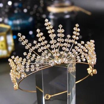 

Vintage / crown rhinestone Tiara Voor Koningin Bruid Roze Kristallen Bridal Wedding Haar Sieraden Bruiloft Accessoires