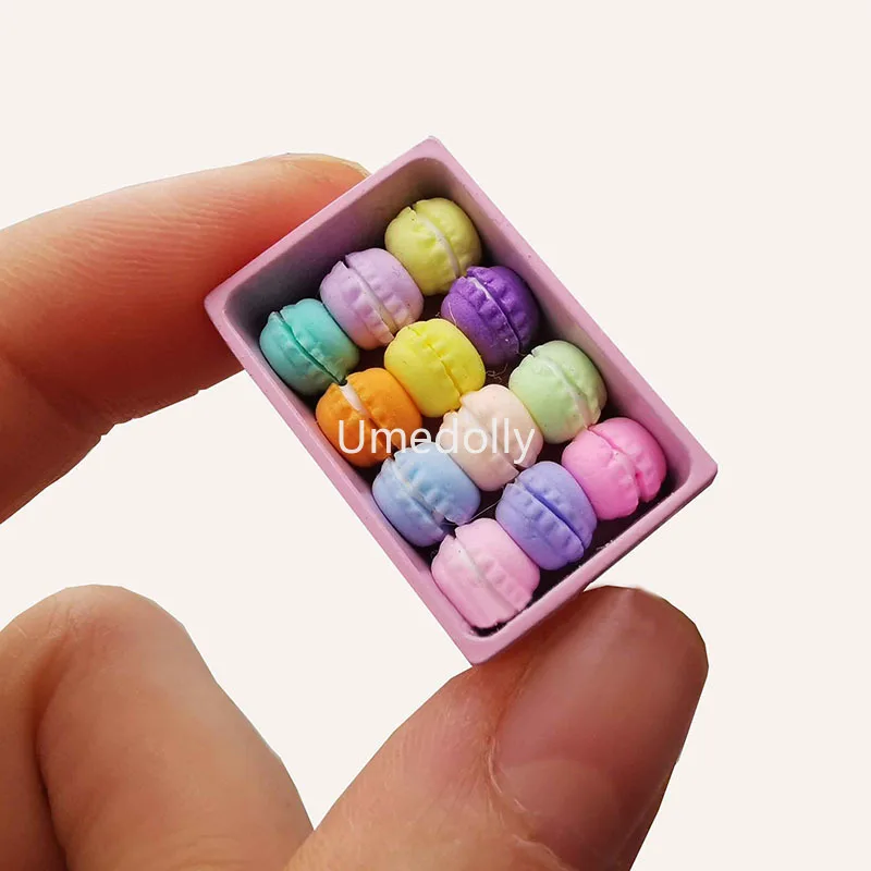 Miniature Dollhouse Macaron Box Mini Food Toys For Barbies Doll House