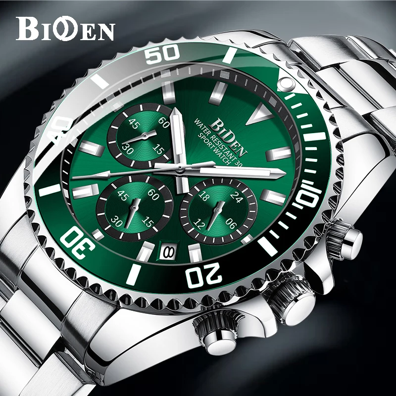 $16.96 Biden Fashion Mens Watches Top Brand Luxury Waterproof Colck Stainless Steel Men Quartz Watch Gents