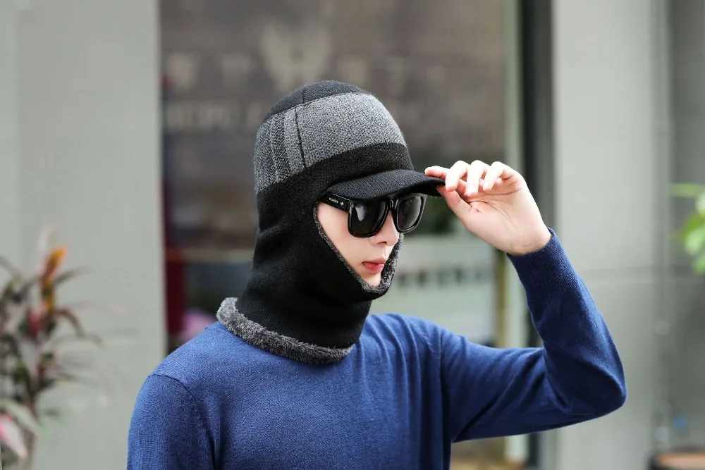 Зимние шапки Skullies Beanies, зимние шапки бини для мужчин и женщин, шерстяной шарф, шапки, Балаклава, маска, шапка, вязаная шапка