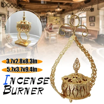 

Arabian Incense Burner Bakhoor Portable Censer Small Golden Metal Eid Traditional Incense Holder Home Teahouse Yoga Studio Decor