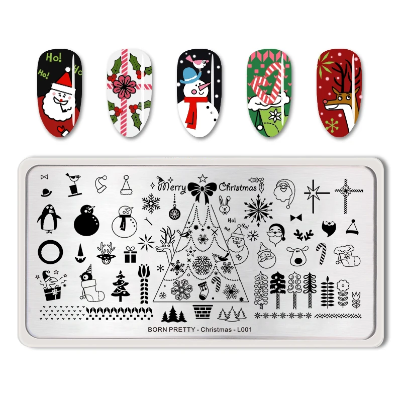 Christmas Nail Stamping Plates Stainless Steel Template Stamp Plate Nail Art Manicure Image DIY Design Tool - Цвет: BP-C-L001