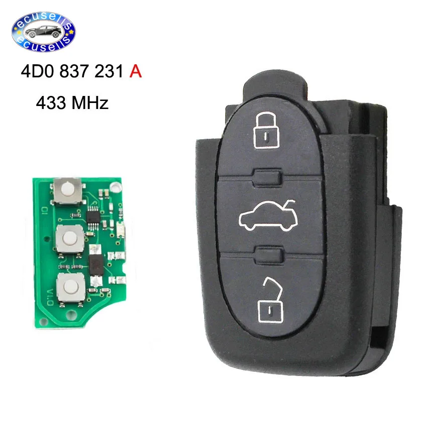 3 кнопки 433 92 МГц/433 МГц/434 МГц дистанционный ключ 4D0 837 231 A для Audi A3 A6 A8 | Автомобили и