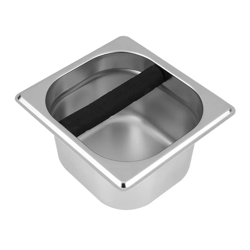 

Stainless Steel Coffee Container Knockout Box Double-hole W/ Rubber Strip Coffee Machine Accessories Supplies