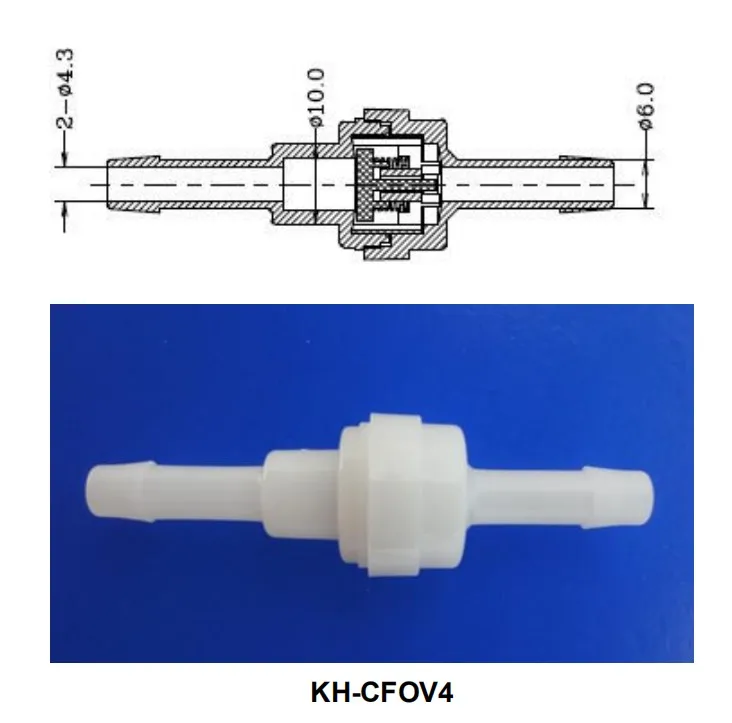 1/4 ''PA66 пружинный топливный обратный клапан без возврата жидкости KH-CFAV4 DGOzone