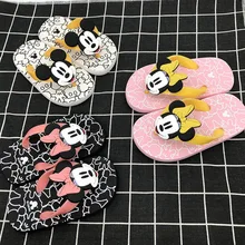 Для мальчиков летняя футболка с рисунками из мультфильмов ручной работы, животное мышь Косплэй обувь из флиса кораллового цвета, тапочки угольного цвета; пляжные шлепанцы; шлепанцы для девочек противоскользящие Сапоги на резиновой подошве