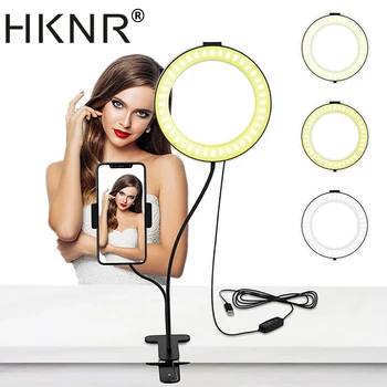 

Photo Studio Selfie LED Ring Light with Cell Phone Mobile Holder for Youtube Live Stream Makeup Phone Lamp for iPhone/Android
