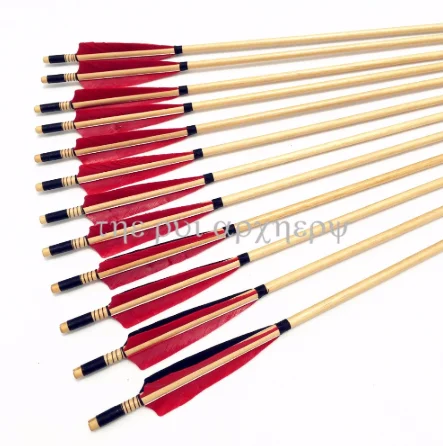 Dyed Feather wooden arrows for Archery Longbow Hunting&shooting 28inch-33inch