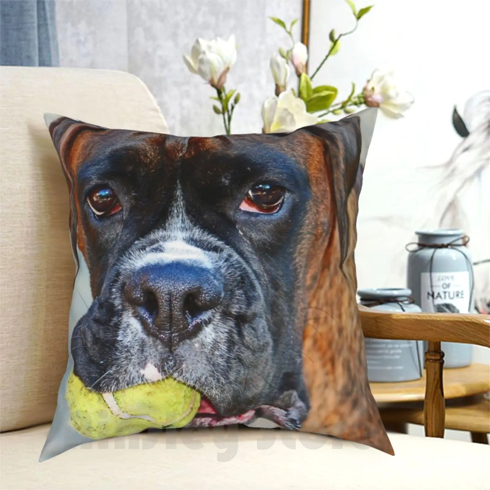 

Tennis Anyone   ...-Boxer Dogs Series-Pillow Case Printed Home Soft Throw Pillow Boxer Boxers Dog Evita Female Pet