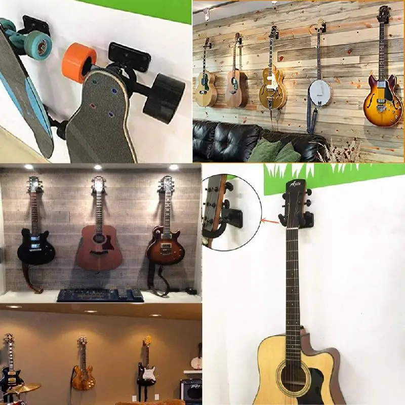 Electric Acoustic Guitar Display Metal Wall Hook Hanger Bracket Wall Mount Rack for 5 Selected Guitar and Bass Guitar Display