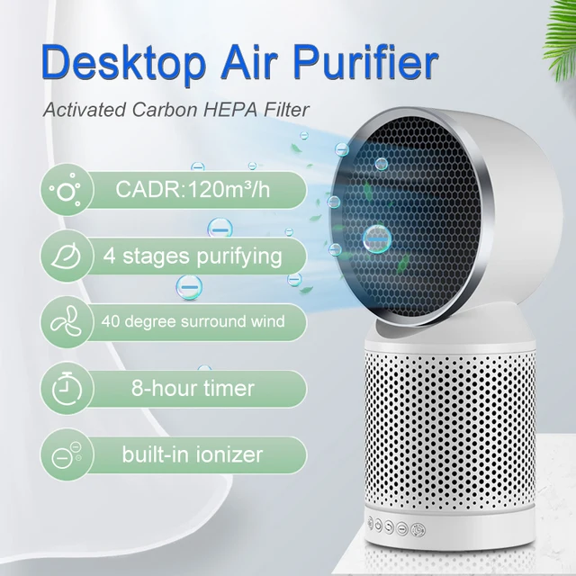 Oudea leafless air purifier fan home office bedroom HEPA activated carbon filter in addition to dust pollen dander smoke PM2.5
