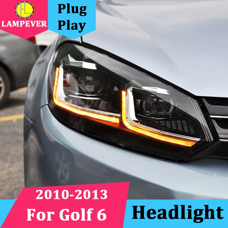Автомобильный Стайлинг для Volkswagen Golf 6 2009-2013 светодиодный фонарь для MK6 GOLF 6 R20 светодиодный фонарь DRL биксеноновый светодиодный динамический сигнал поворота